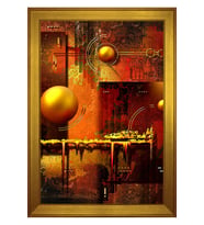 Soyut Şekiller Motifli Kanvas Tablo 50 x 70 cm Gold Çerçeve