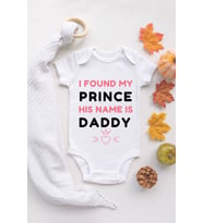 Kız Beyaz Bebek Prince Daddy Baskılı Çıtçıtlı Body