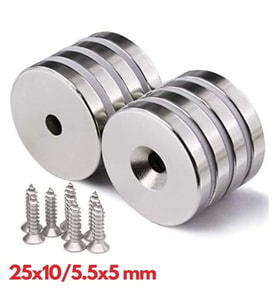 25x10-5.5x5 Mm Neodyum Mıknatıs 500 Adet, Yuvarlak,N35 Nikel Kaplamalı Kaliteli ve Dayanıklı Ürün