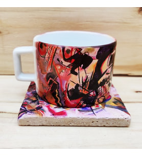 Wassily Kandinsky Set 4 - Çay/Kahve Fincanı-Doğal Taş Bardak Altlığı 1