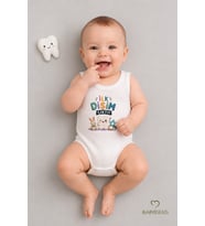 Diş Buğdayı Body %100 Pamuk İlk Dişim Çıktı Baskılı Kolsuz Bebek Body Çıtçıtlı Unisex Yenidoğan Zıbın