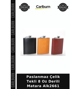 Özel Üretim Hediye Paslanmaz Çelik Tekli 8 Oz Derili Matara Alk2661