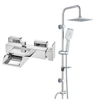 ECA Natura Banyo Bataryası+T-MAY Banyo Belen Kare Tepe Duş Takımı Seti Paslanmaz (Krom)