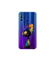 Honor 20 Lite ile Uyumlu Splash Kedi Tasarımlı Şeffaf Silikon Kılıf