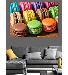 Parlak Renkli Macaron Tatlıları Dekoratif Kanvas - Mdf Ahşap Tablo