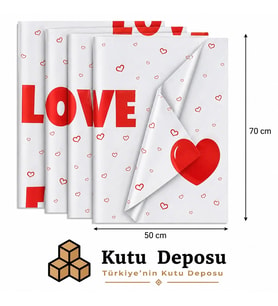 50x70 cm Beyaz Kalp Desenli Pelur Kağıt (1KG)