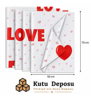 50x70 cm Beyaz Kalp Desenli Pelur Kağıt (1KG)