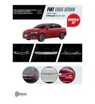 Fiat Egea 2015-2019 Sedan 6 Parça Krom Set (Arka Tampon Üstü Koruma Yazılı + Stop Alt Nikelajı+Bagaj Orta Çıta + Arka Reflektör) P.Çelik
