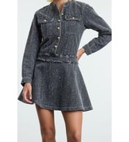 Moda Stil Denim Bisiklet Yaka Mini Boy Cep Detaylı Elbise