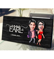 BK Gift Kişiye Özel Sevgililer Karikatürlü Kabartma Figürlü Ahşap Tablo, Duvar Dekoru, Arkadaşa Hediye, Özel Tasarım Ev Hediyesi-4 (Siyah)