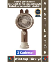 #Vantilatör Sessiz Yoğun Üflemeli 3 Kademeli Şarjlı Sevimli Şık Tavşan Kulak Mini El Fanı Vantilatör