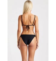 Kadın Bikini Takımı Üçgen Kaplı Aksesuar Detaylı Ayarlanabilir Askılı Bağlamalı Üst Düşük Bel Slip