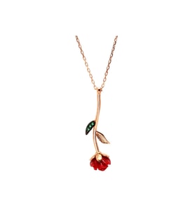 Gümüş Kolye - Ters Gül Rose Renk Gümüş Kolye