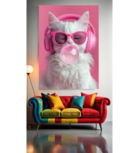 SAKIZLI KEDİ V22 Ev Duvar Salon Güzellik Salonu Ofis Dükkan Dekarasyon Kanvas Tablo (Çok Renkli)