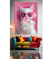SAKIZLI KEDİ V22 Ev Duvar Salon Güzellik Salonu Ofis Dükkan Dekarasyon Kanvas Tablo (Çok Renkli)