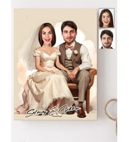 Kişiye Özel Gelin Dağmat 2 Karikatür Baskılı Ahşap Tablo 30x40