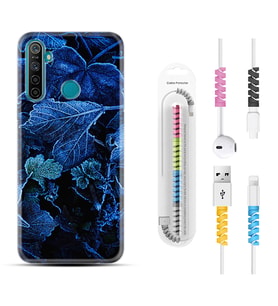 Realme 5i 5 Pro 6i 7 Pro 8 Kılıf Kablo Koruma Spiral Silikon Blue Foid 1628