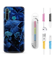 Realme 5i 5 Pro 6i 7 Pro 8 Kılıf Kablo Koruma Spiral Silikon Blue Foid 1628