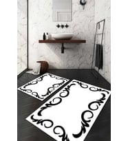 Dijital Baskılı Kaymaz Taban Yıkanabilir 2'li Klozet Takımı Banyo Paspası NDKZ-HS-323 (Beyaz)