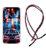 Apple iPhone 5 6 7 8 Plus Se XR Kılıf Boyun Asklı Rasta Silikon Neon Cars 1724