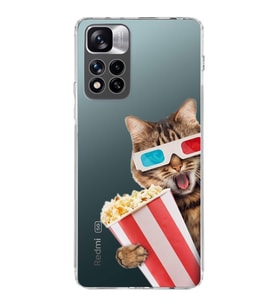 PrintiFy Xiaomi Redmi Note 11 Pro Plus ile Uyumlu 1mm Slim Fit Kedi 1 050b Baskılı Şeffaf  Kılıf