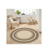 Eliana Home Baskılı, Yıkanabilir Kaymaz Taban Yuvarlak Halı LNA7161 120x120 cm (Bej)
