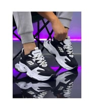 Urban Motion Siyah Beyaz Kalın Taban Bej Rengi Sneaker (Beyaz - Siyah Mermer)