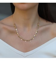 Zirkon Taşlı Küp Trend Gold Gümüş Kolye