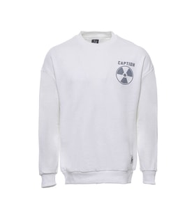 Beyaz Bisiklet Yaka Baskılı Erkek Sweatshirt - Wessi