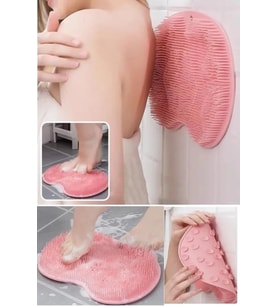 23 x 30 cm Silikon Vantuzlu Banyo Masaj Pedi Sırt Ayak Fırçası Duvara Fayansa Yapışan Lif Kesesi (Karışık)