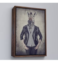 Çerçeveli Zebra Kafalı İnsan Kanvas Tablo (Altın)