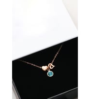 Papatya Silver 925 Ayar Gümüş Mini Üç Boyutlu Harf Kalp Doğum Taşlı Kolye (Rose)