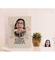 BK Gift Kişiye Özel Canım Annem Karikatürlü Otantik Masaüstü Ahşap Palet Çerçeve-1 (Beyaz)