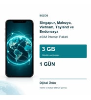 Singapur, Malezya, Vietnam, Tayland ve Endonezya eSIM İnternet Paketi Günlük 3 GB 1 Gün