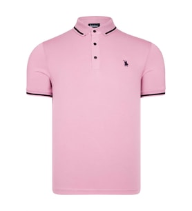 T8586 DEWBERRY ERKEK POLO YAKA T-SHIRT-PEMBE