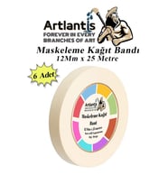 Maskeleme Bandı Kağıt Bant 12 mm 25 Metre 6 Adet Boya Bantı Maskeleme Kağıt Bant Duvar Yağlı Boya Badana