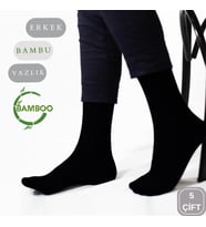 Bambu Erkek Soket Düz Uzun Çorap Klasik Yazlık Dikişsiz 5'li Premium Set (Model 1)