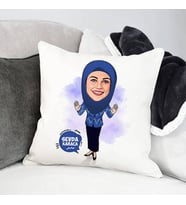 Kişiye Özel Başörtülü Anneye Hediye Karikatürlü Yastık