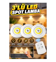 Uzaktan Kumandalı 3'lü COB LED Spot Lamba Seti – Dolap ve Mutfak Rafı Işığı