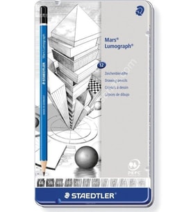Staedtler Kurşun Kalem Mars Lumograph 12 Li Metal Kutuda Kurşun Kalem Seti