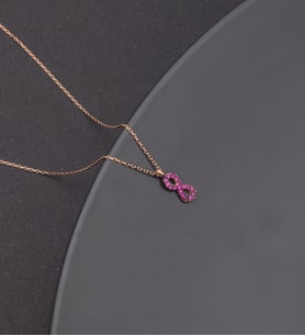925 Ayar Gümüş Pembe Taşlı Sonsuzluk Kolye
