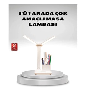Mey İthalat® Kısılabilir LED Masa Lambası – Kalemlik ve Telefon Standlı, Göz Yormayan Işık