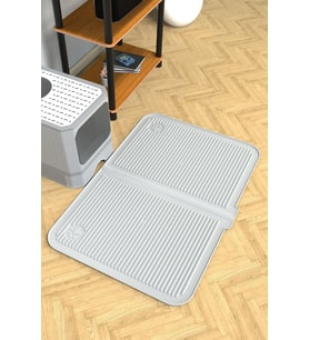 Silikon Mama ve Kum Matı Havuzlu Yıkanabilir Kedi Tuvaleti Önü Kedi Kumu Paspası Büyük Boy 40x60, Gri