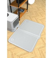Silikon Mama ve Kum Matı Havuzlu Yıkanabilir Kedi Tuvaleti Önü Kedi Kumu Paspası Büyük Boy 40x60, Gri