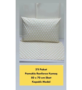 NİVEMESHOME SARI GEOMETRİK DESEN 2 Lİ YASTIK KILIFI KAPAKLI 50X70