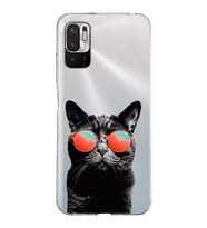 PrintiFy Xiaomi Redmi Note 10 5G ile Uyumlu 1mm Slim Fit Kedi 3 050d Baskılı Şeffaf  Kılıf