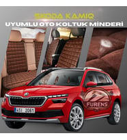 Skoda Kamiq Kahverengi Renk Tay Tüyü Cepli & Terletmez Sırtlı Oto Koltuk Minder Seti - Koltuk Koruma Kılıfı (ÖN & ARKA TAM SET)