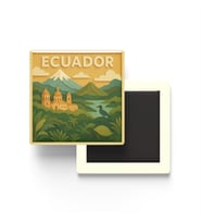 Ekvador - Ecuador - Paper Cut Art - Baskılı Buzdolap Magneti Kare - 9x9 cm