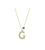 Gümüş Nazar Gold G Harfi Kadın Kolye CSR2184326