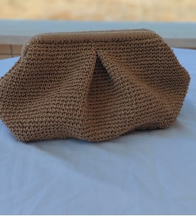 El Örgüsü Kağıt İp Buslu Çanta, 20*35 cm Portföy Çanta